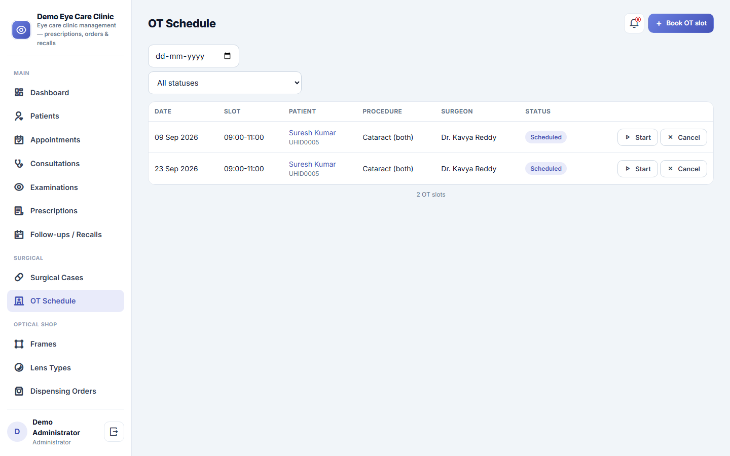 Eye Care Clinic Management Software screenshot
