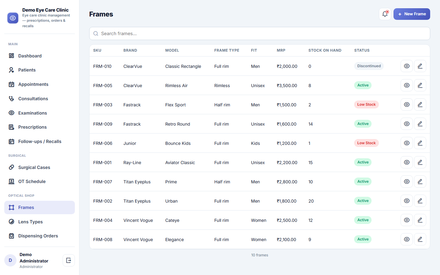 Eye Care Clinic Management Software screenshot