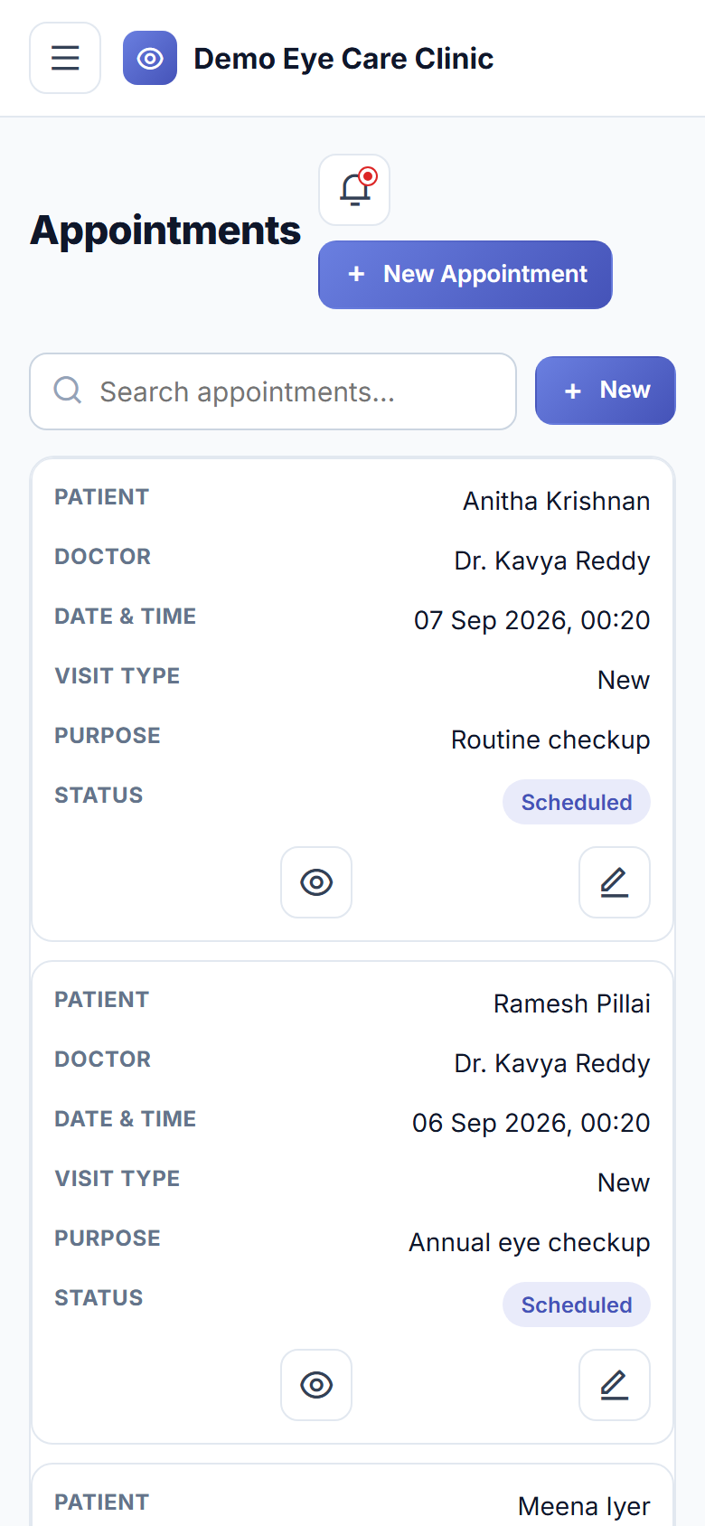 Eye Care Clinic Management Software screenshot