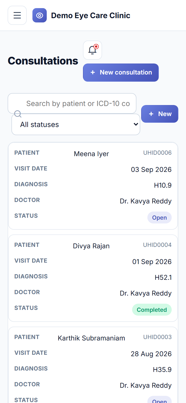Eye Care Clinic Management Software screenshot
