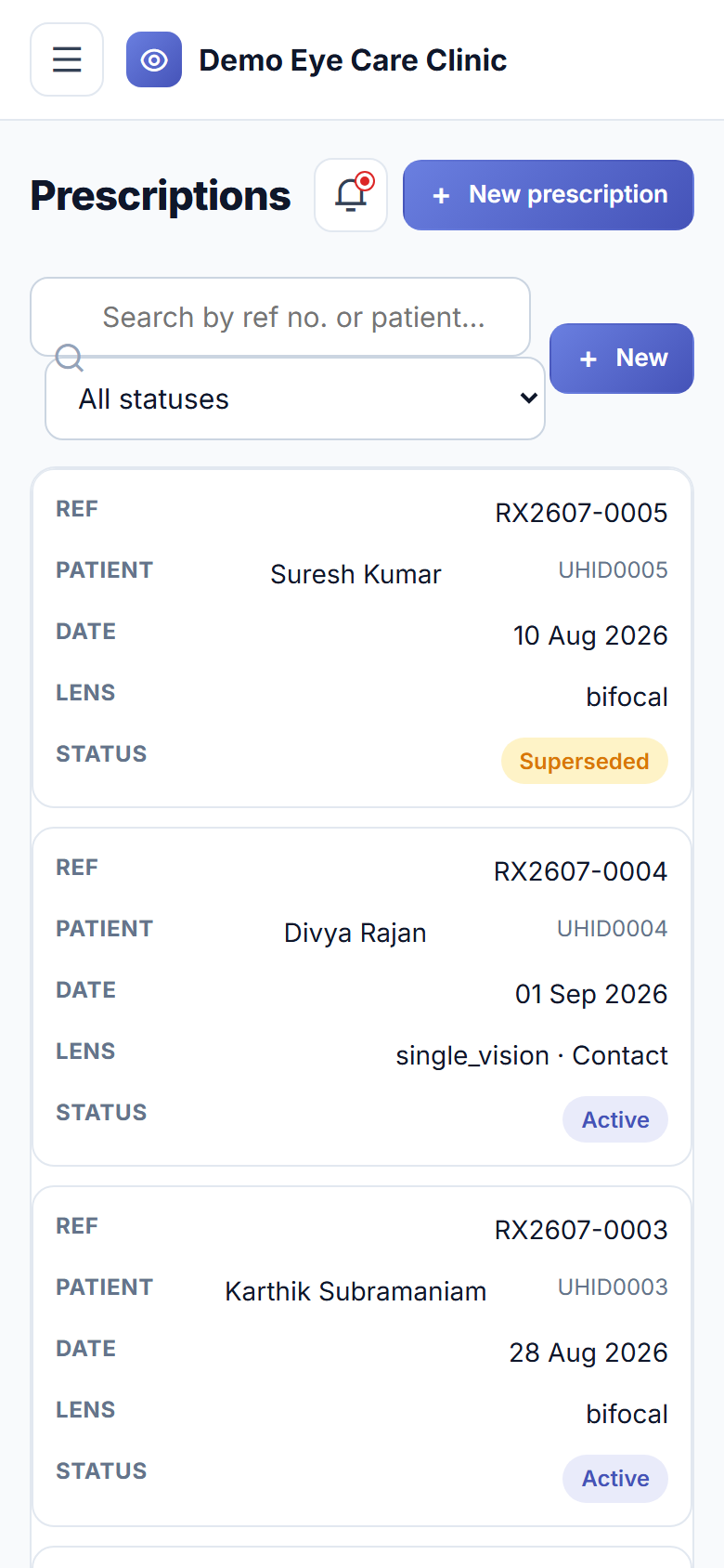 Eye Care Clinic Management Software screenshot