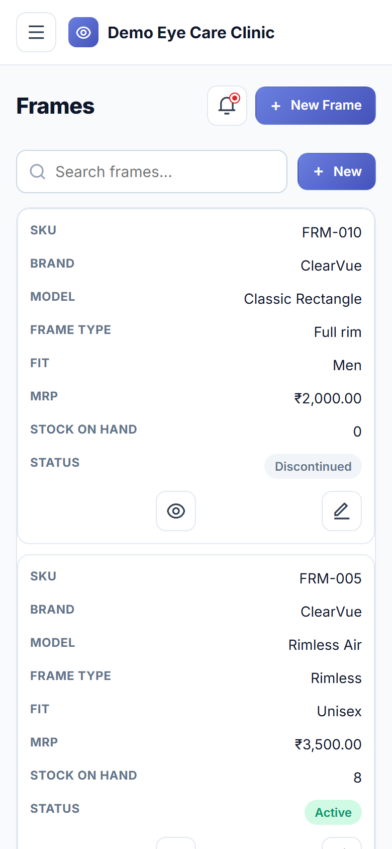 Eye Care Clinic Management Software screenshot