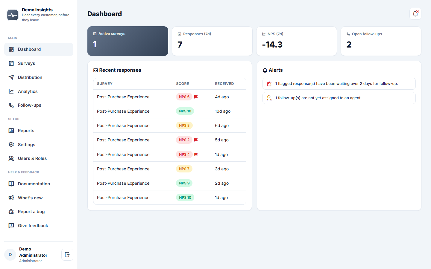 Customer Feedback & Survey Platform screenshot
