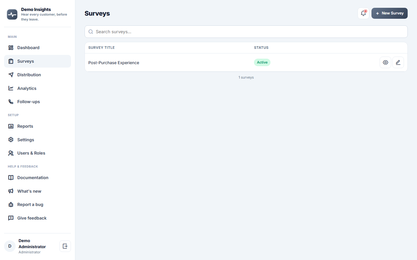 Customer Feedback & Survey Platform screenshot