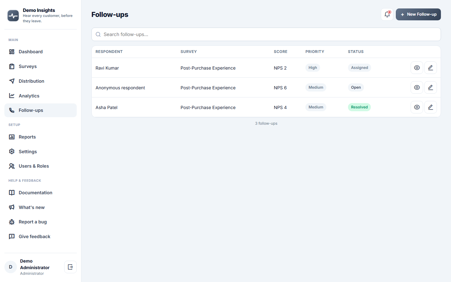Customer Feedback & Survey Platform screenshot