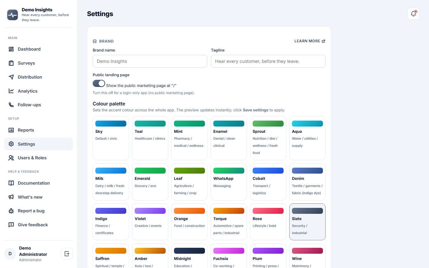 Customer Feedback & Survey Platform screenshot