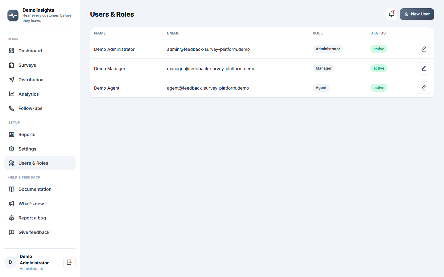 Customer Feedback & Survey Platform screenshot