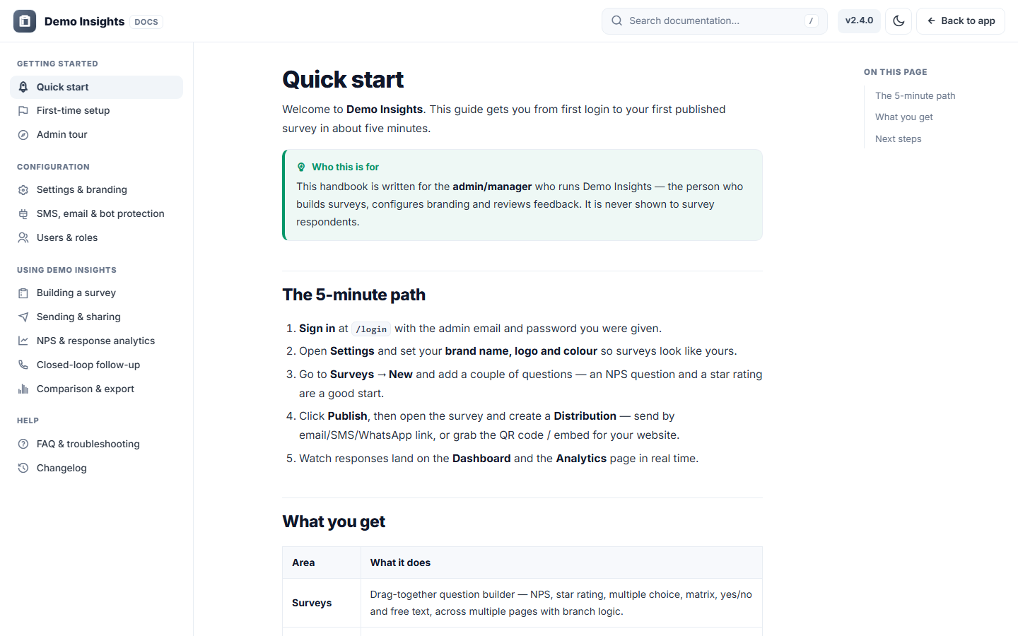 Customer Feedback & Survey Platform screenshot