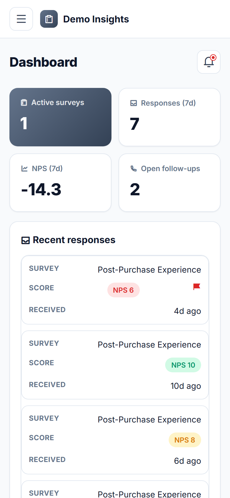 Customer Feedback & Survey Platform screenshot