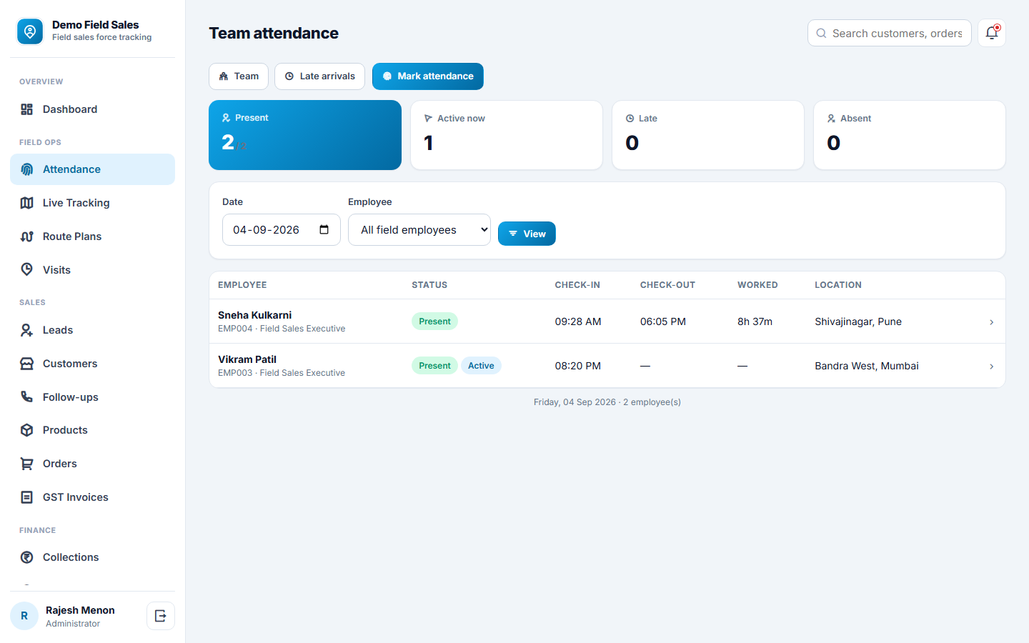 Field Sales Force Tracking and SFA Software screenshot