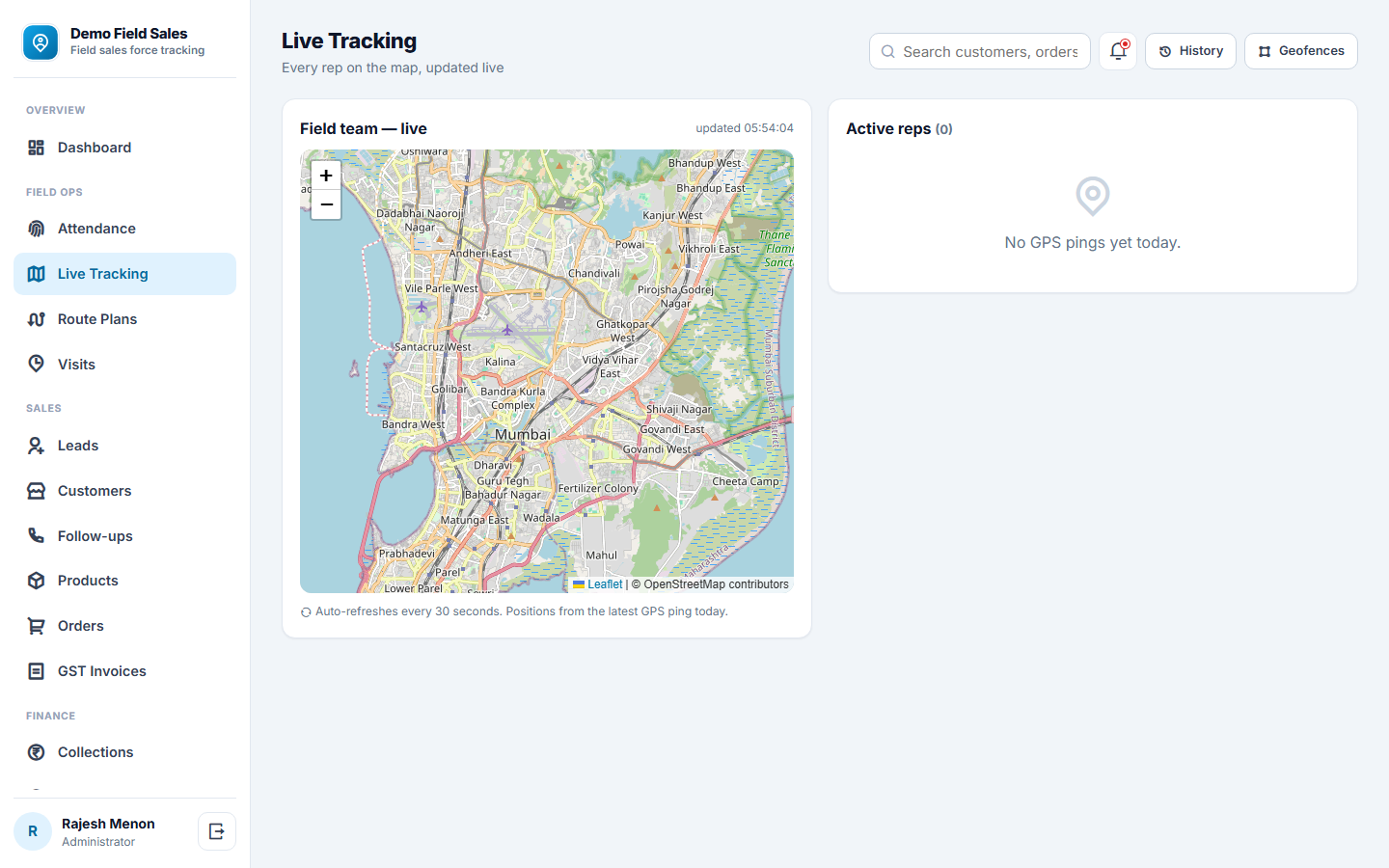 Field Sales Force Tracking and SFA Software screenshot