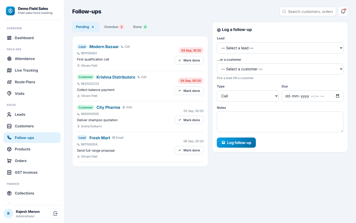Field Sales Force Tracking and SFA Software screenshot