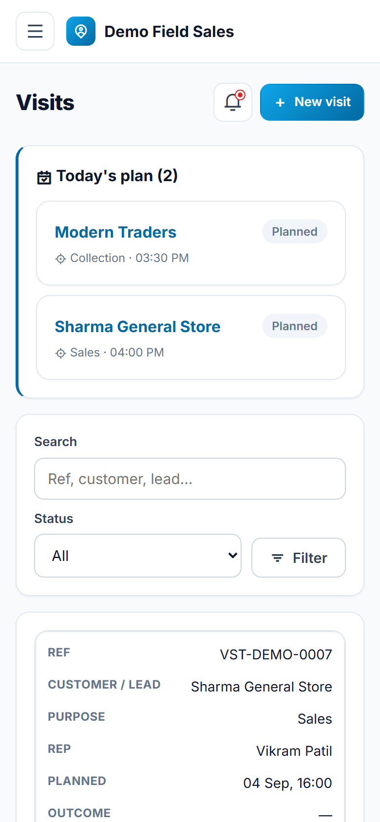 Field Sales Force Tracking and SFA Software screenshot