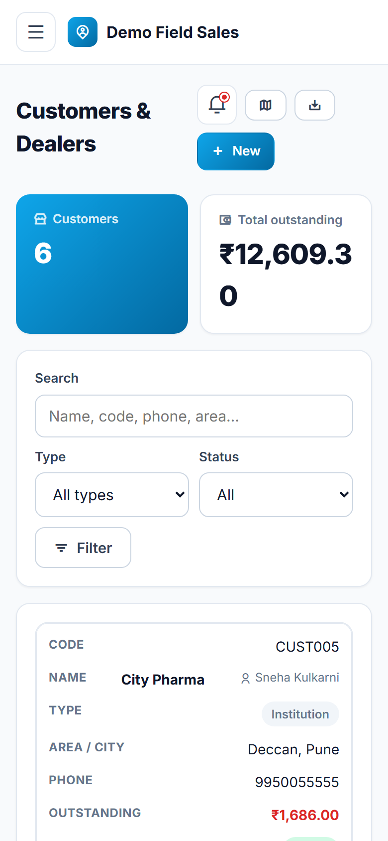 Field Sales Force Tracking and SFA Software screenshot