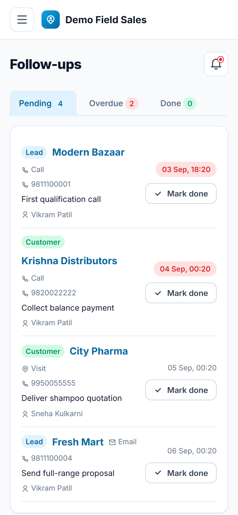 Field Sales Force Tracking and SFA Software screenshot