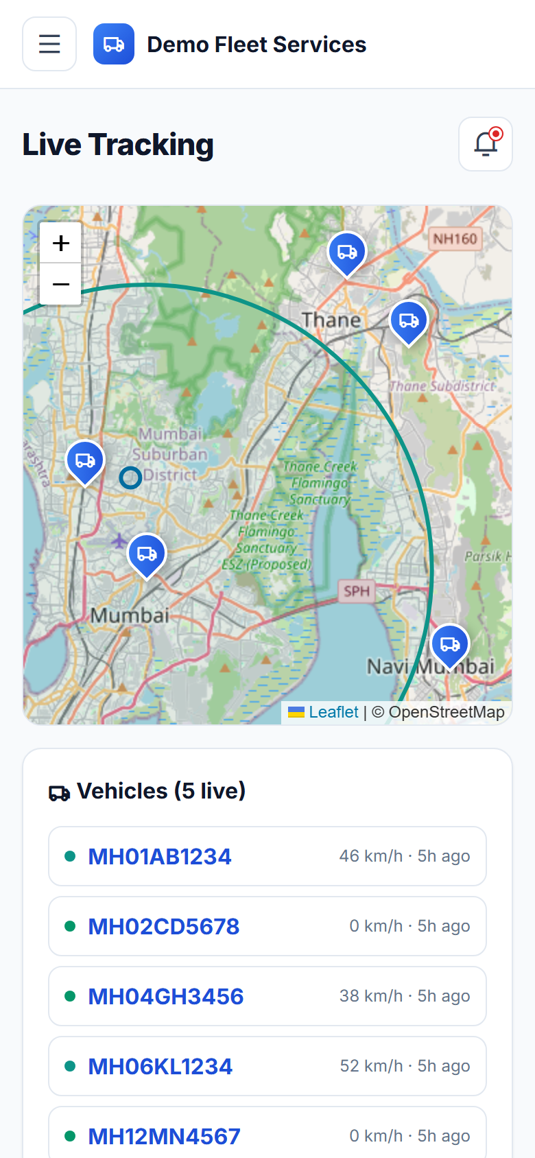 Vehicle Fleet Management System screenshot
