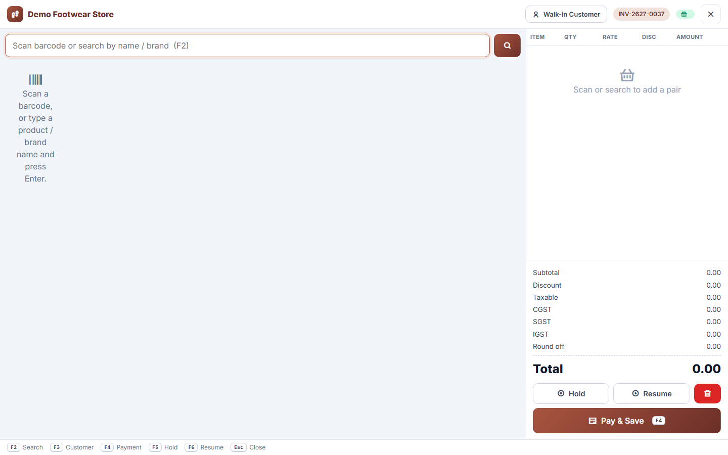 Footwear Store Size-wise Stock & Billing Software screenshot