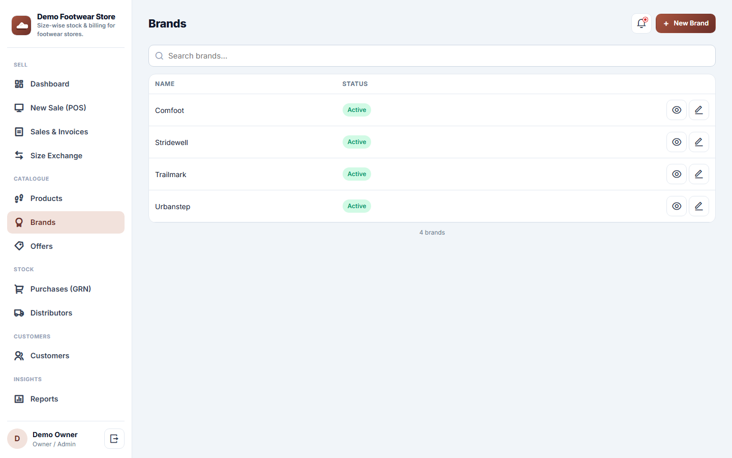 Footwear Store Size-wise Stock & Billing Software screenshot