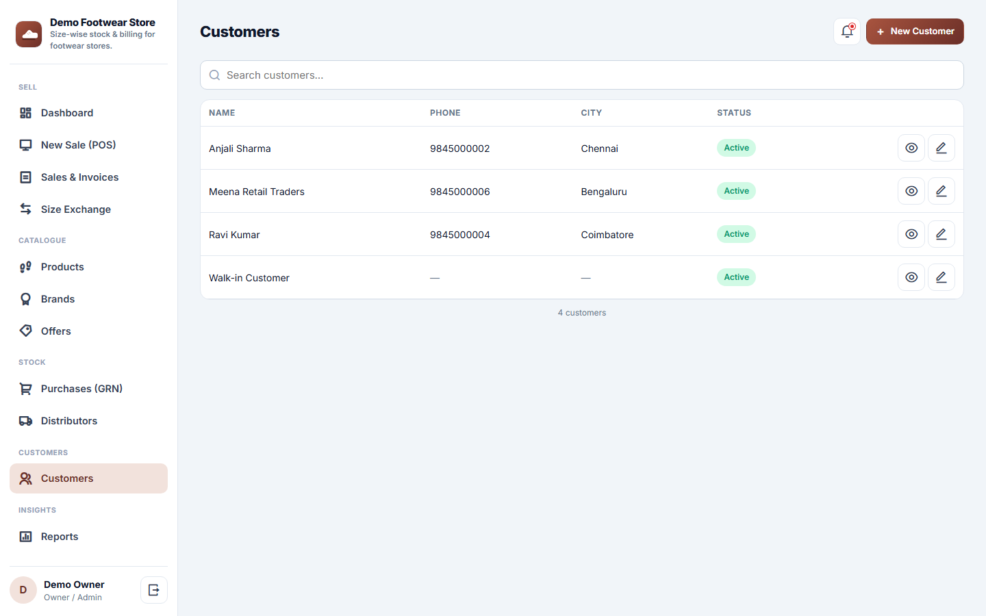 Footwear Store Size-wise Stock & Billing Software screenshot