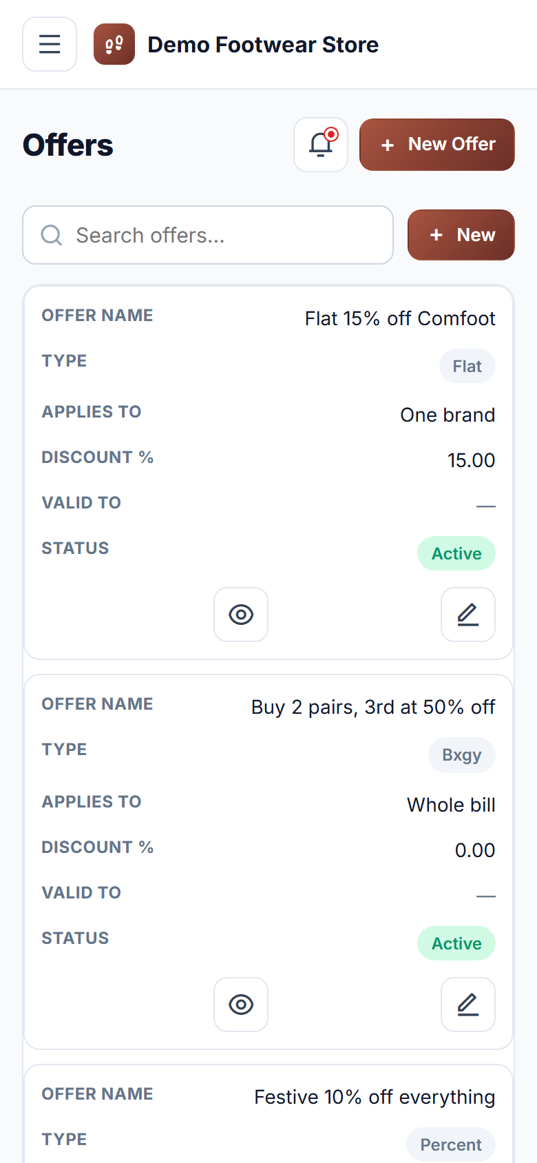 Footwear Store Size-wise Stock & Billing Software screenshot