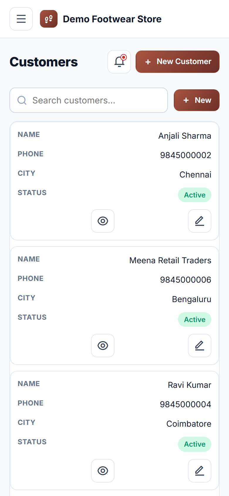 Footwear Store Size-wise Stock & Billing Software screenshot