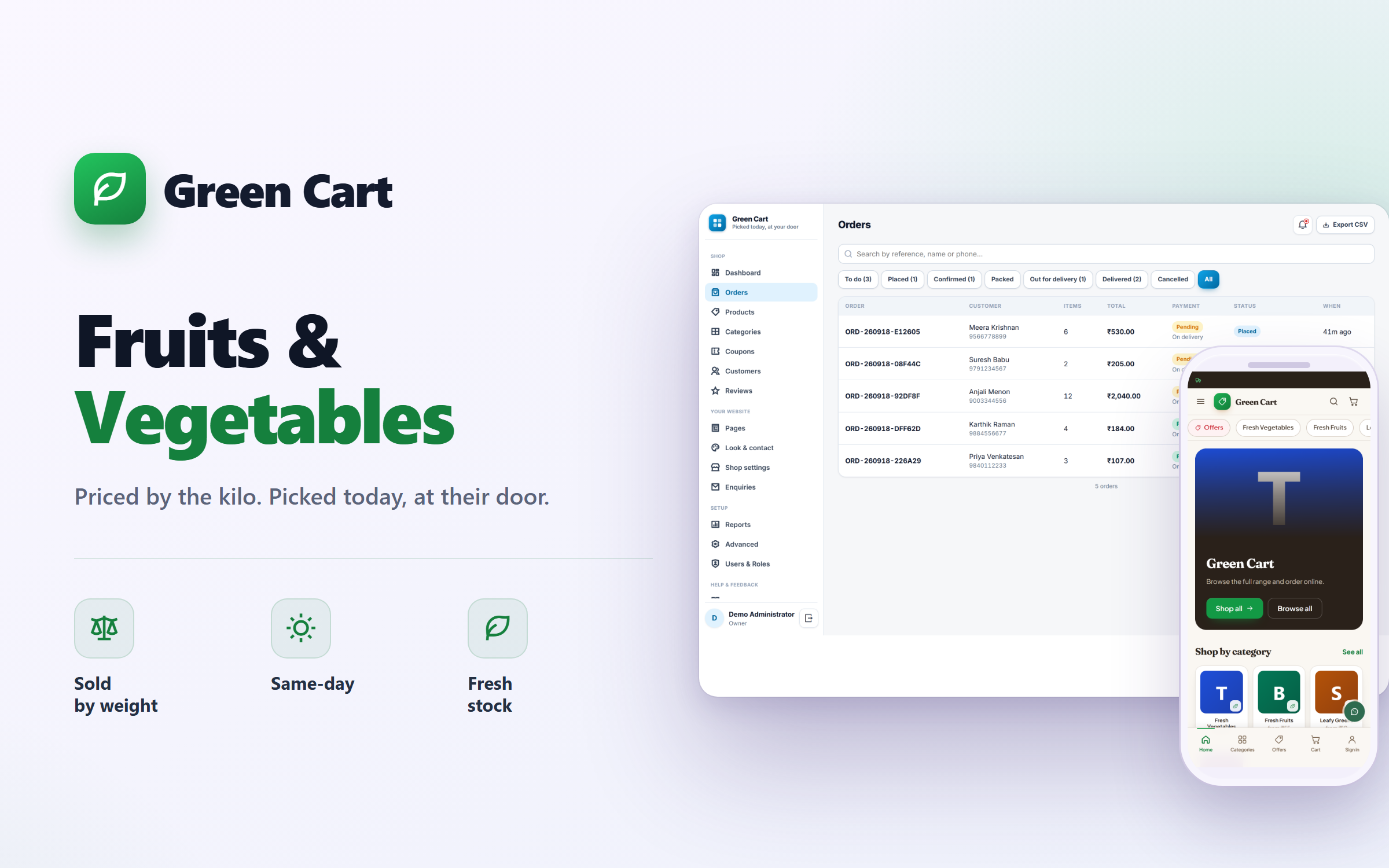 Fruits and Vegetables Online Store Software
