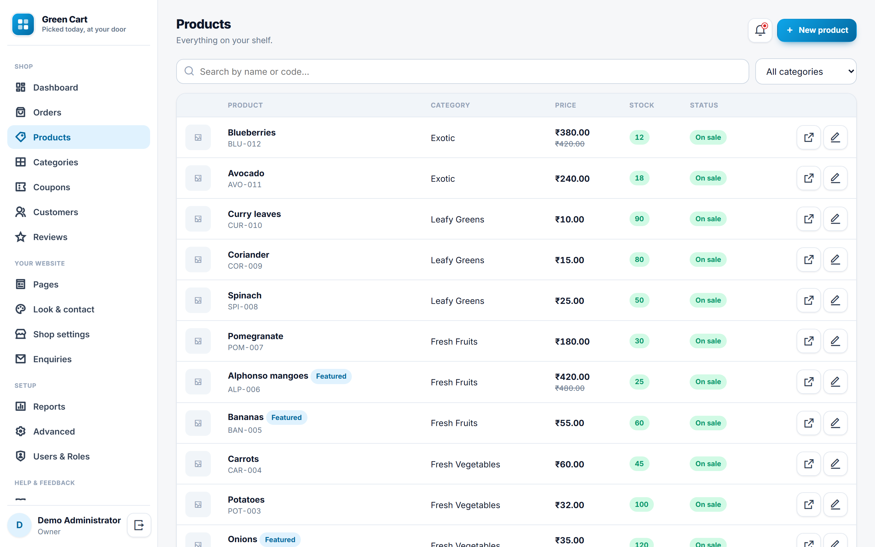 Fruits and Vegetables Online Store Software screenshot
