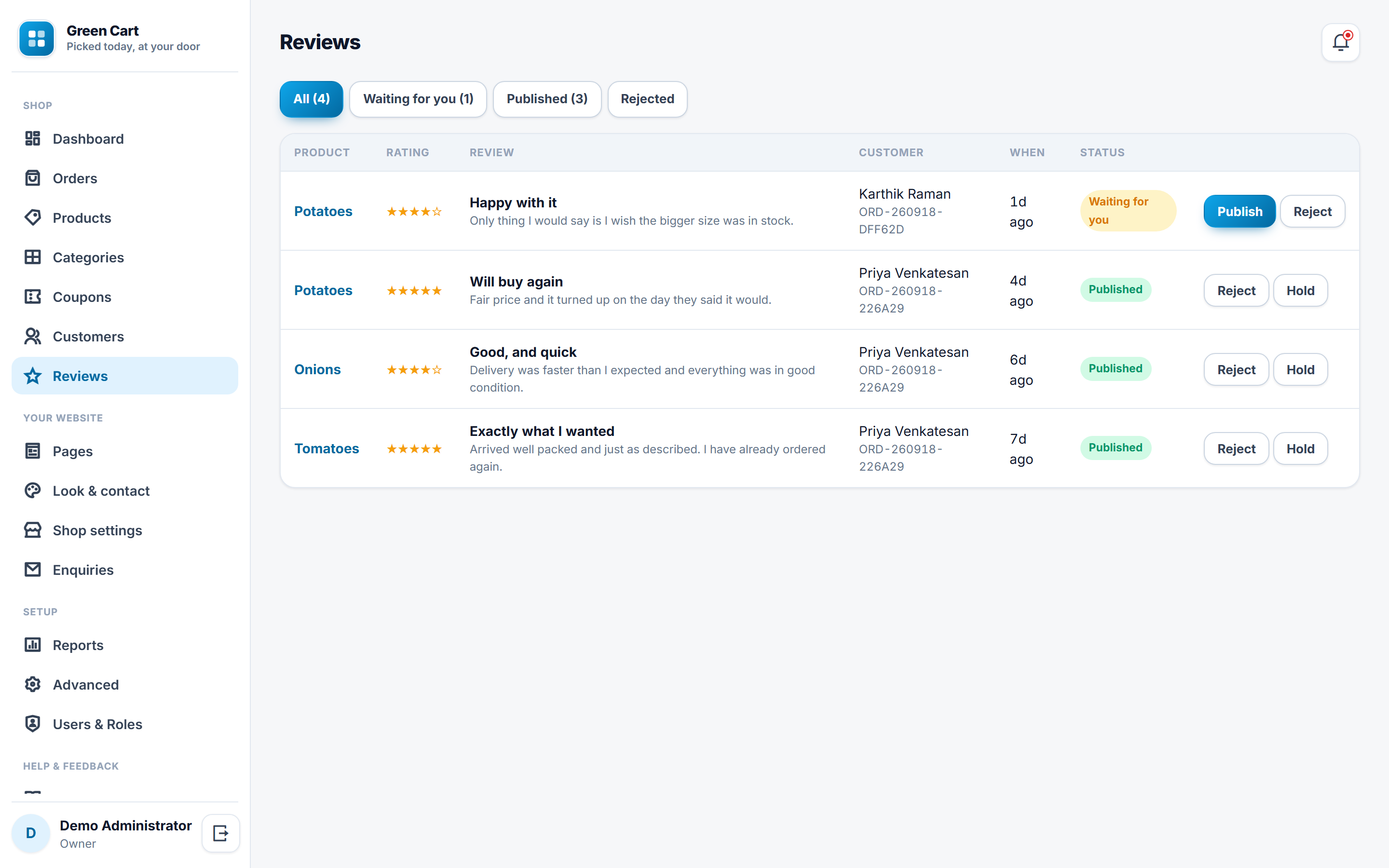 Fruits and Vegetables Online Store Software screenshot
