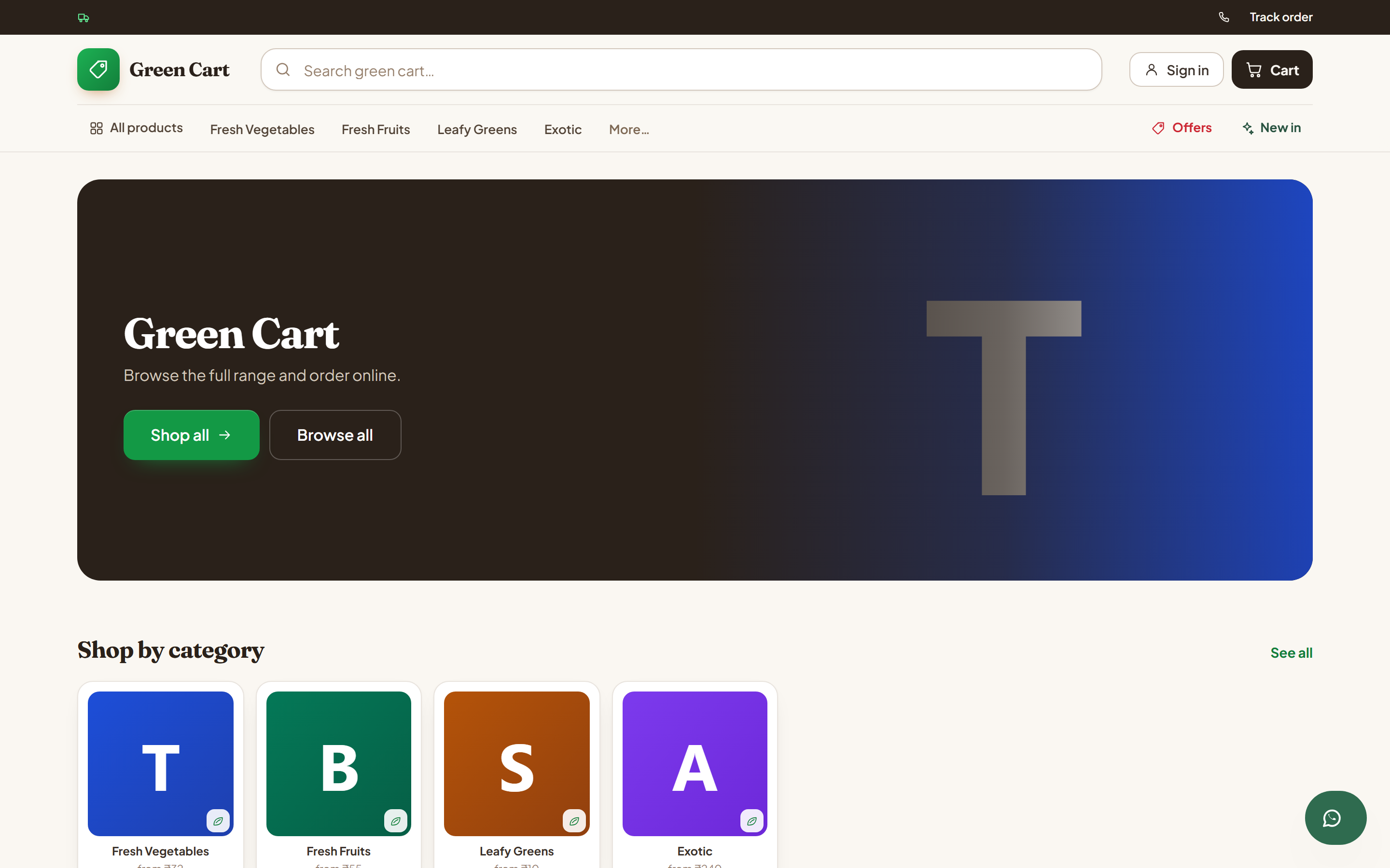 Fruits and Vegetables Online Store Software screenshot