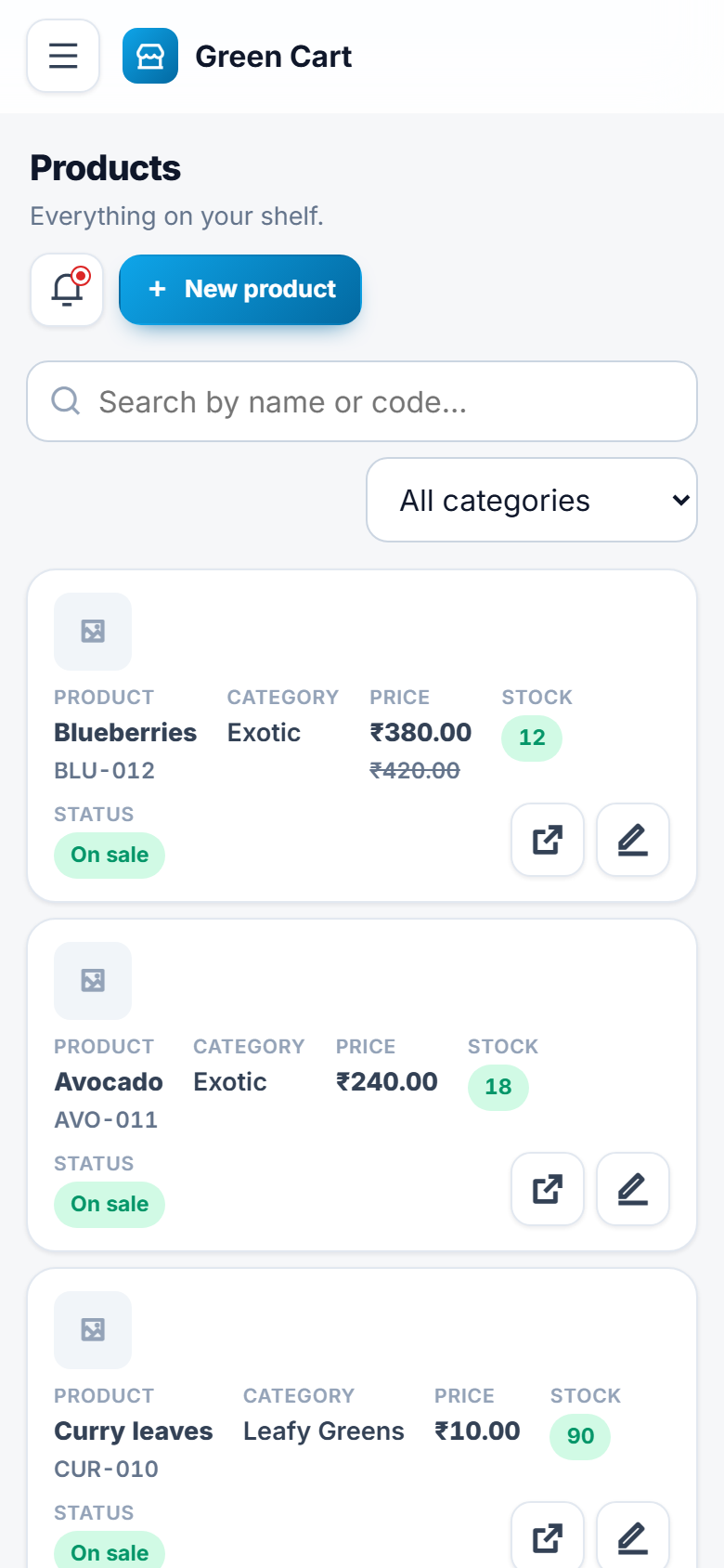 Fruits and Vegetables Online Store Software screenshot