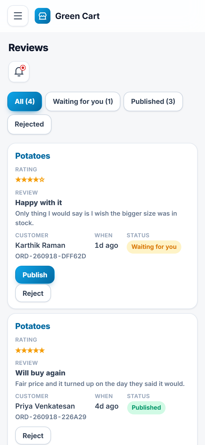 Fruits and Vegetables Online Store Software screenshot