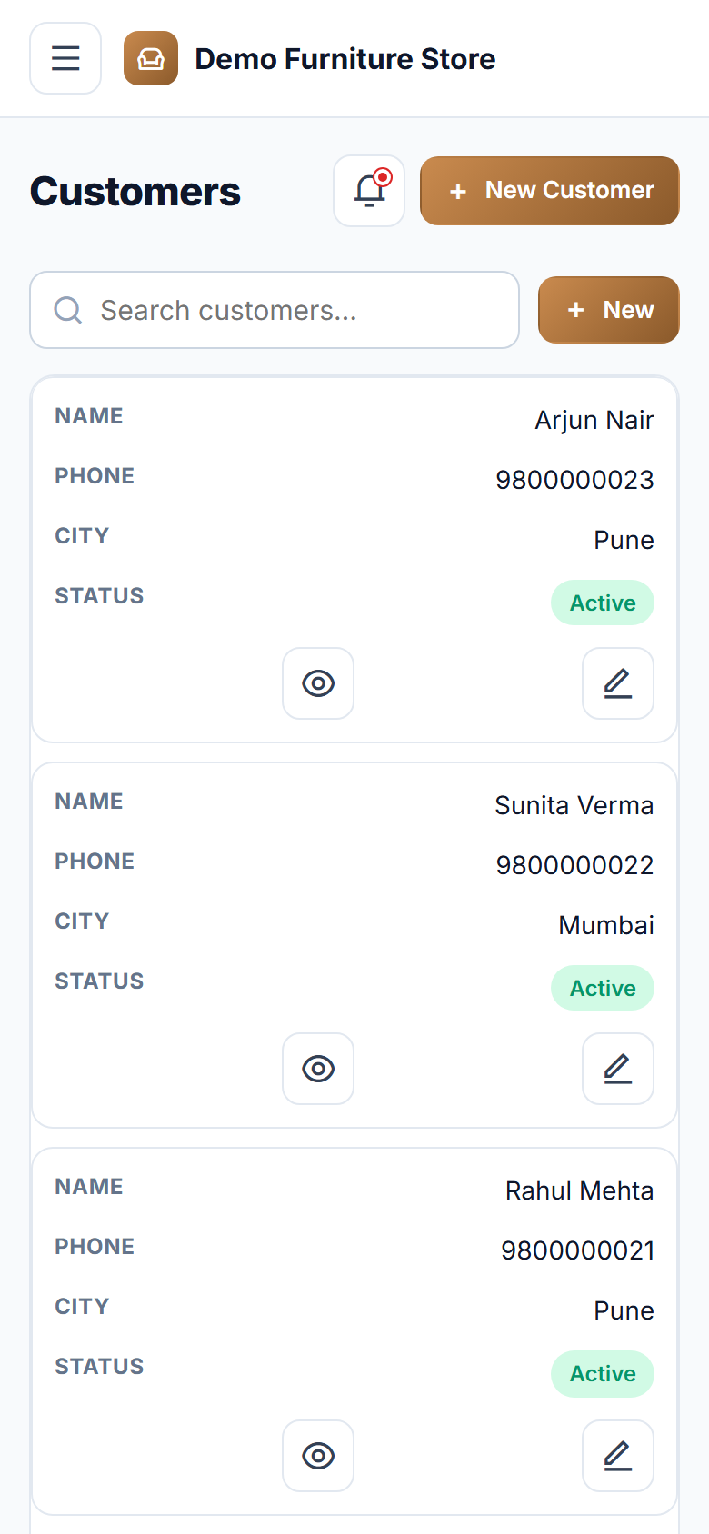 Furniture Store Order, Production and Delivery Management Software screenshot