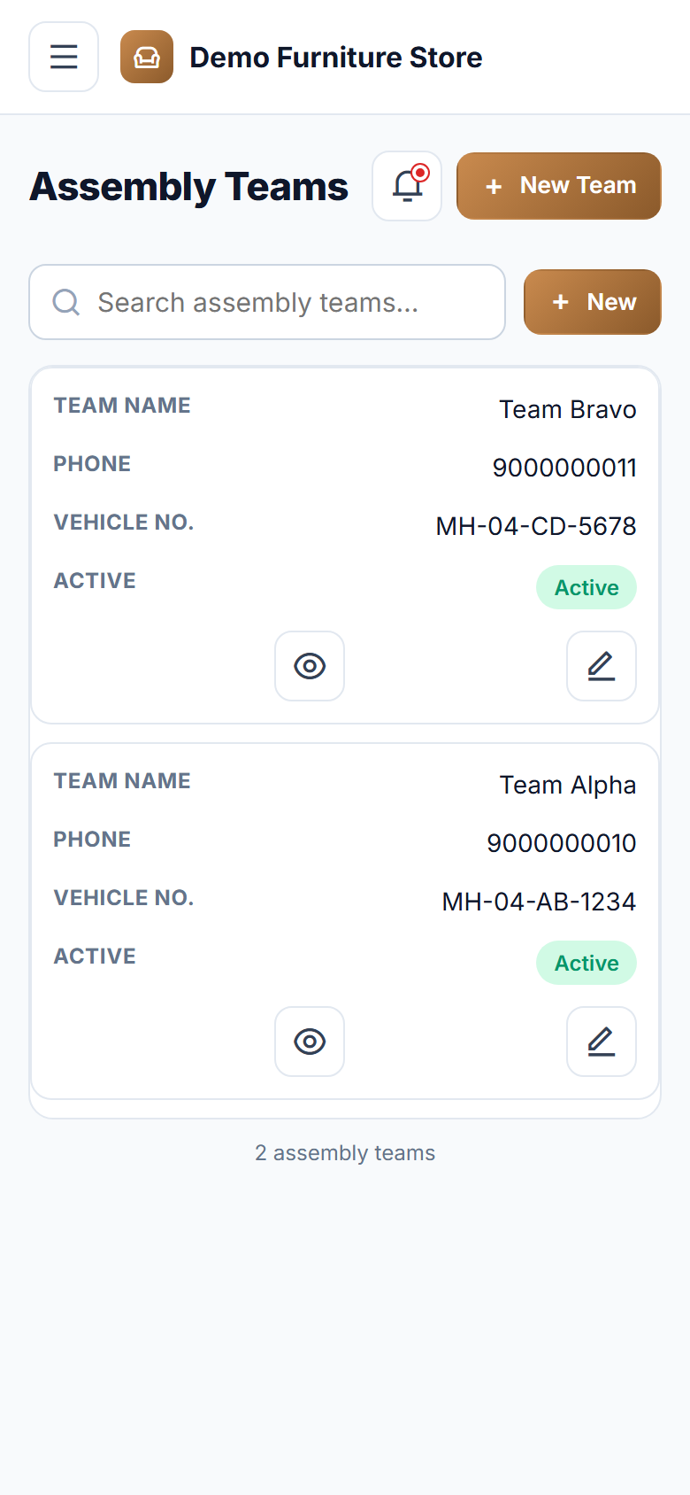Furniture Store Order, Production and Delivery Management Software screenshot
