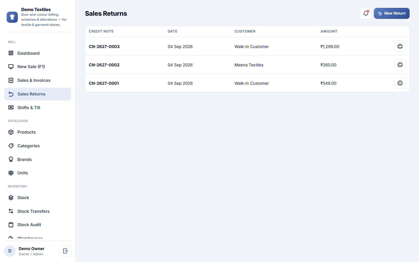 Textile & Garment Store Billing, Schemes & Alterations Management Software screenshot