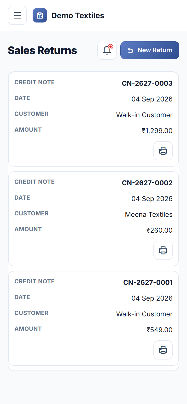 Textile & Garment Store Billing, Schemes & Alterations Management Software screenshot