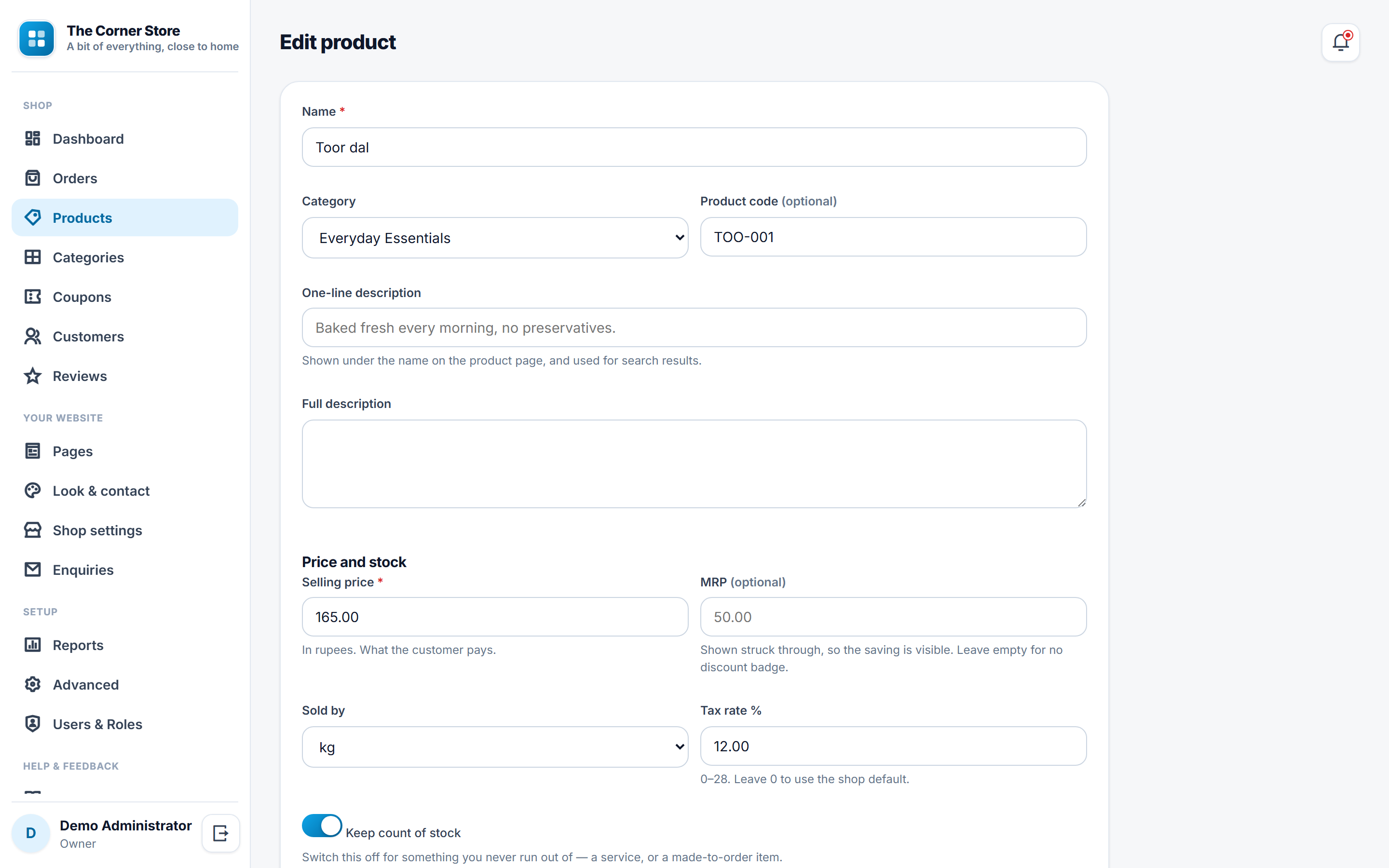 Online Store and Ecommerce Software screenshot