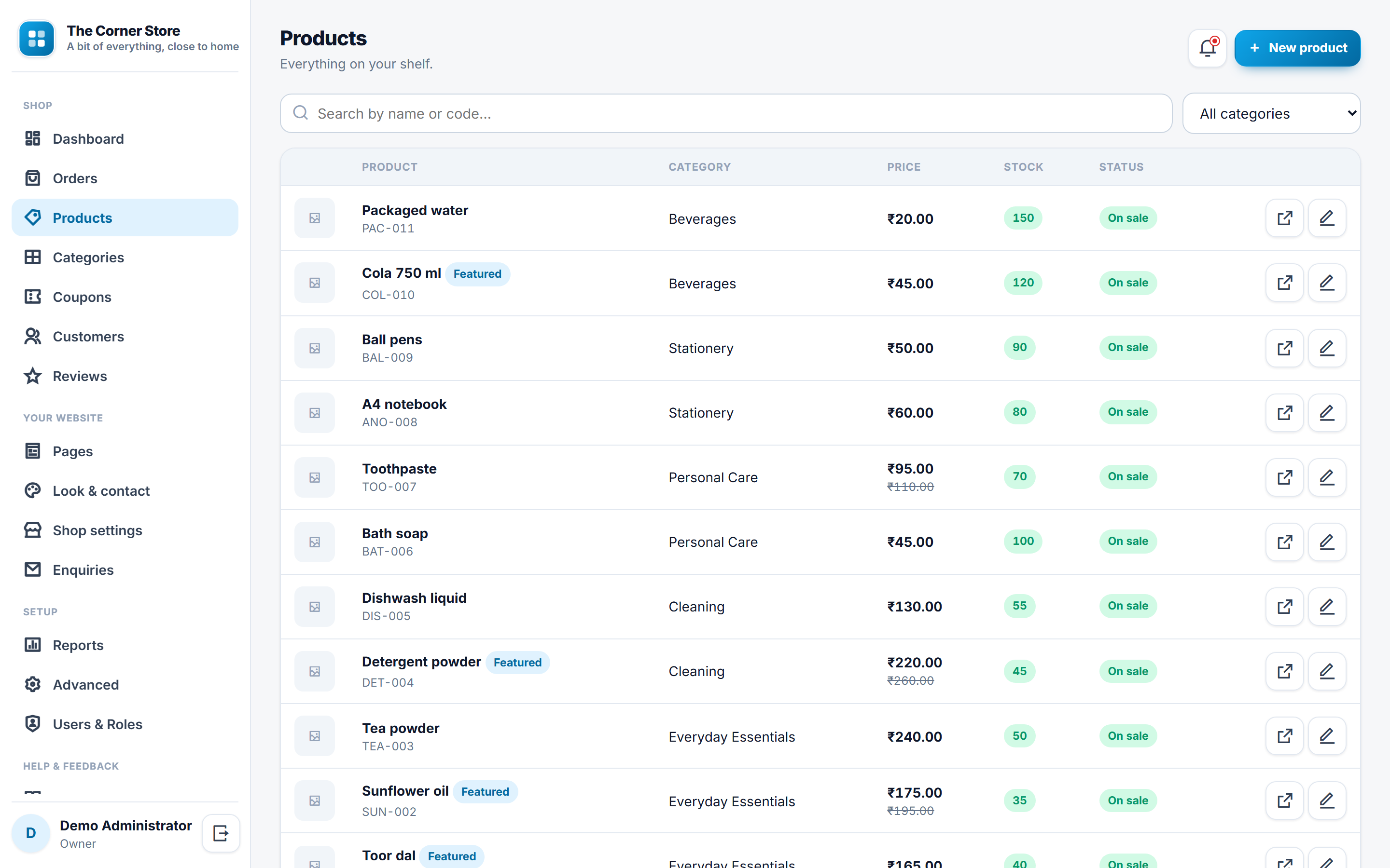 Online Store and Ecommerce Software screenshot