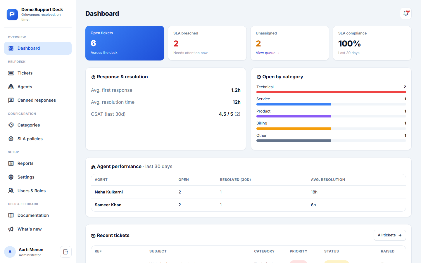 Complaint & Grievance Ticketing System screenshot