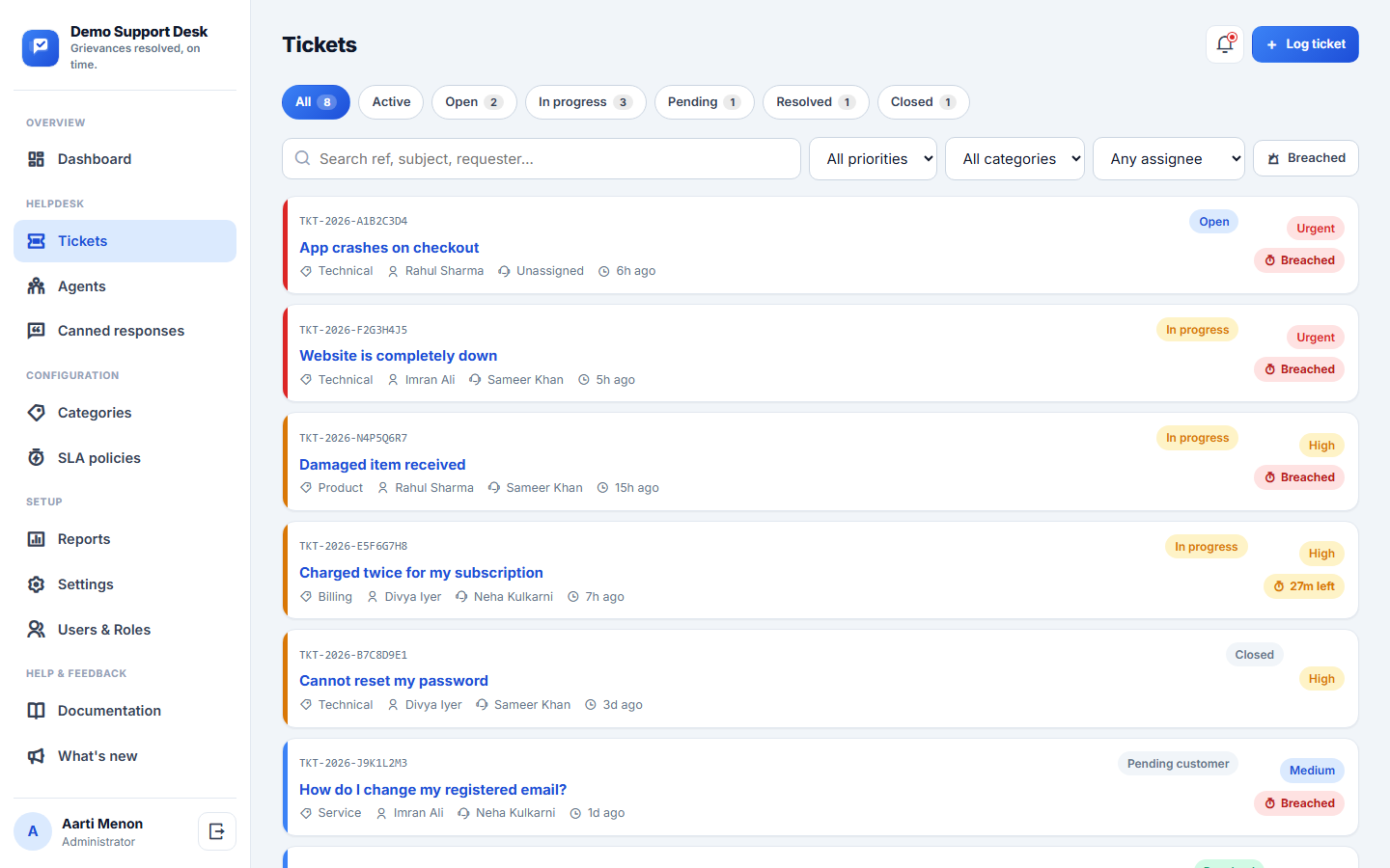 Complaint & Grievance Ticketing System screenshot