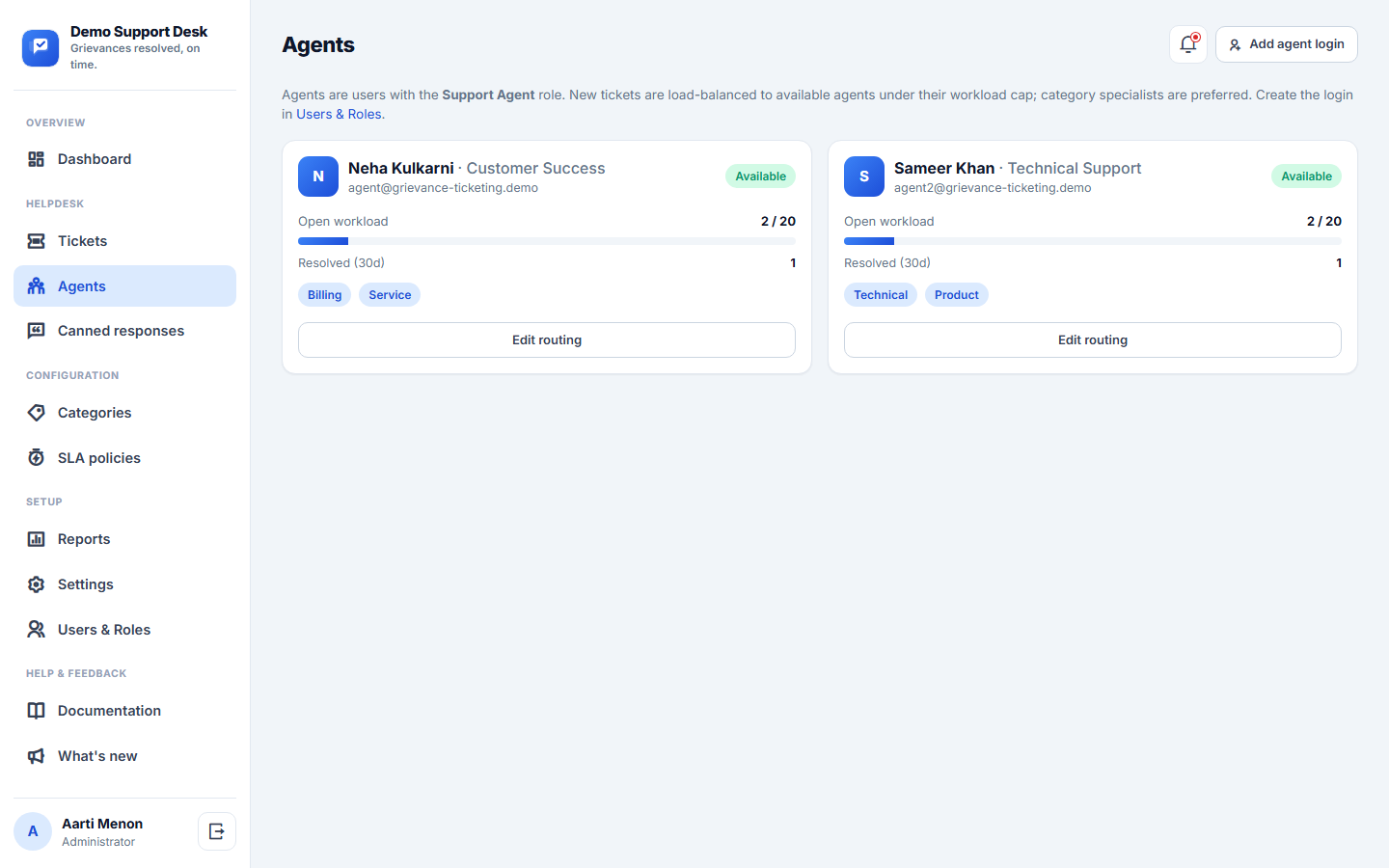 Complaint & Grievance Ticketing System screenshot