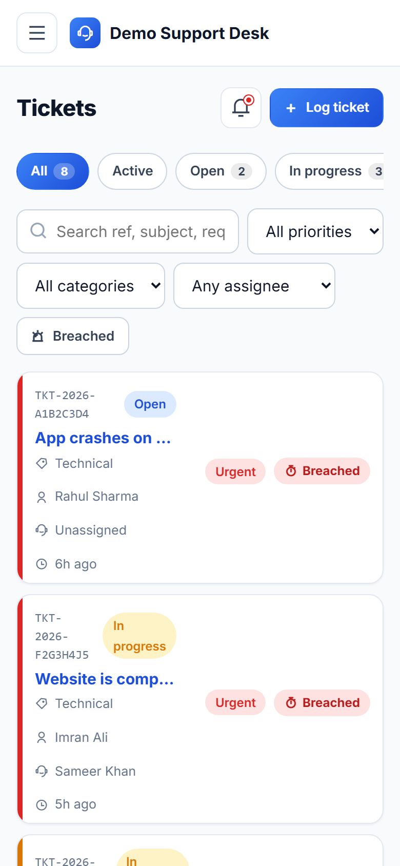 Complaint & Grievance Ticketing System screenshot