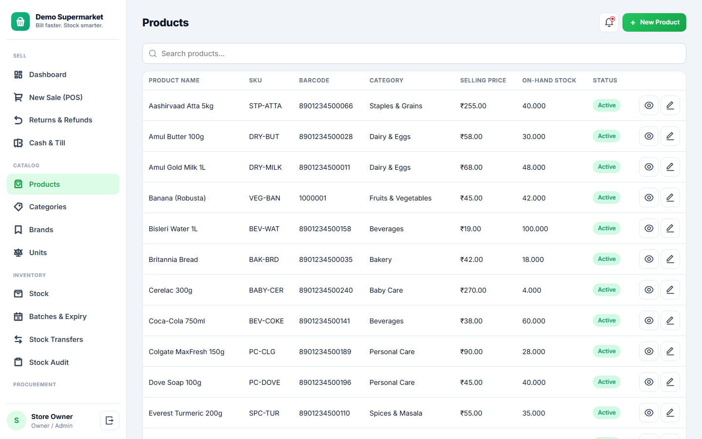 Supermarket & Grocery Billing POS Software screenshot