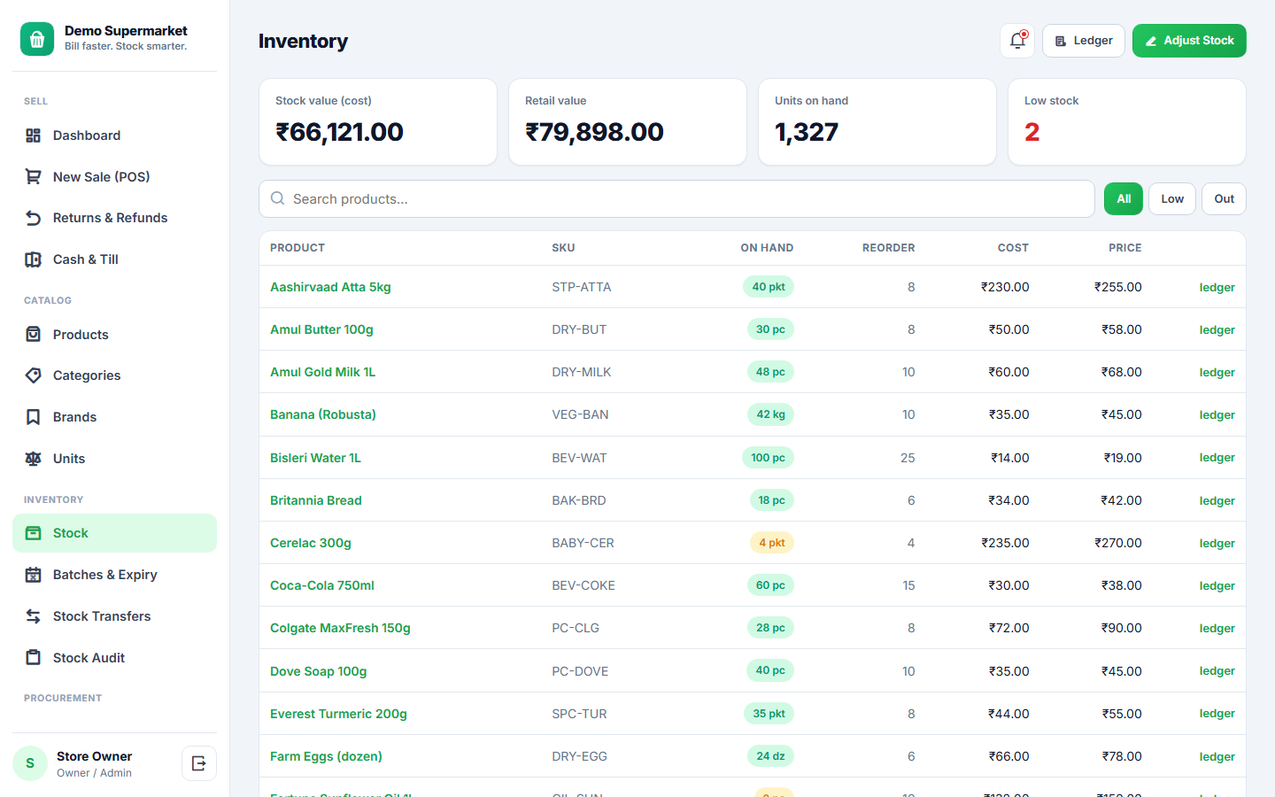Supermarket & Grocery Billing POS Software screenshot