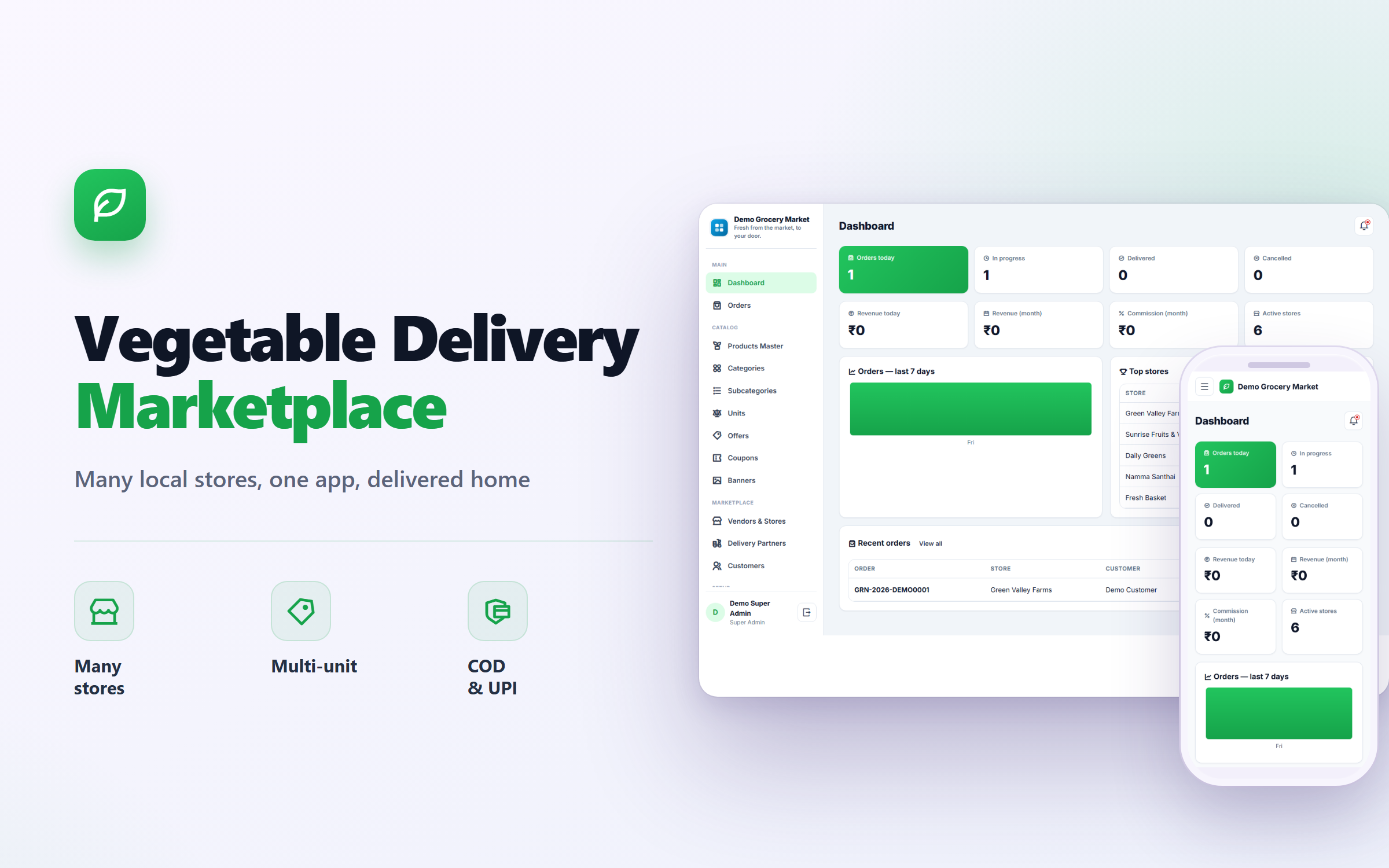 Multi-vendor Grocery & Vegetable Delivery Marketplace Software