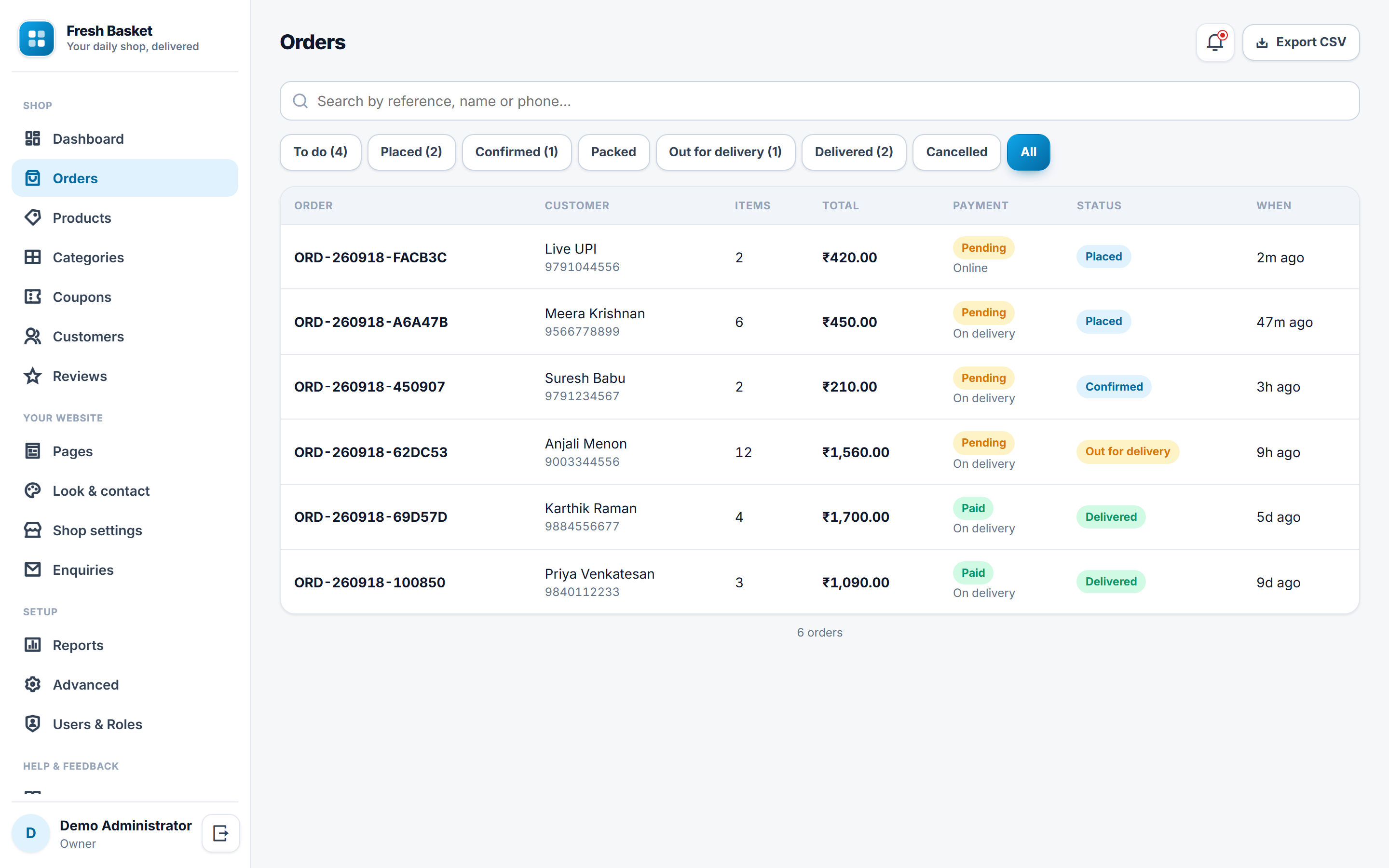 Grocery Online Store and Delivery Software screenshot