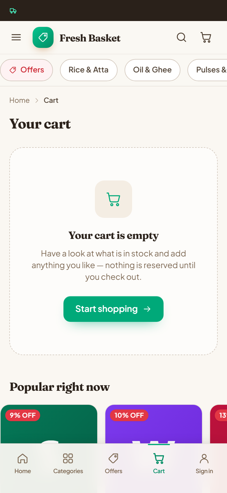 Grocery Online Store and Delivery Software screenshot