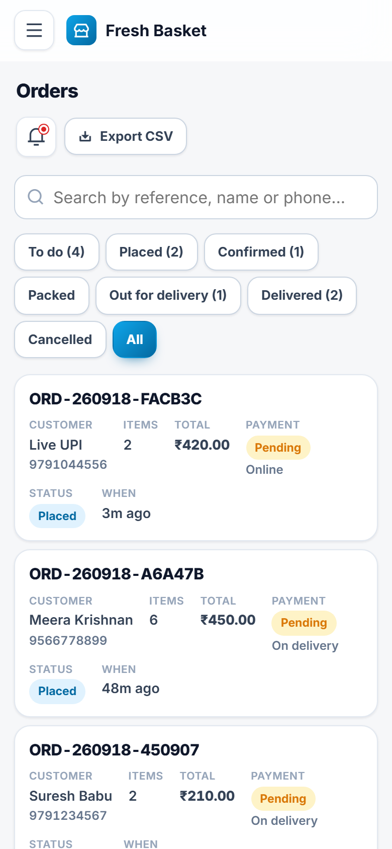 Grocery Online Store and Delivery Software screenshot