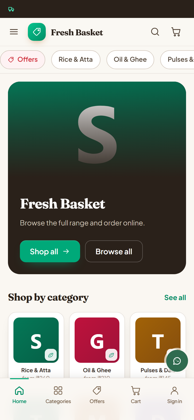 Grocery Online Store and Delivery Software screenshot