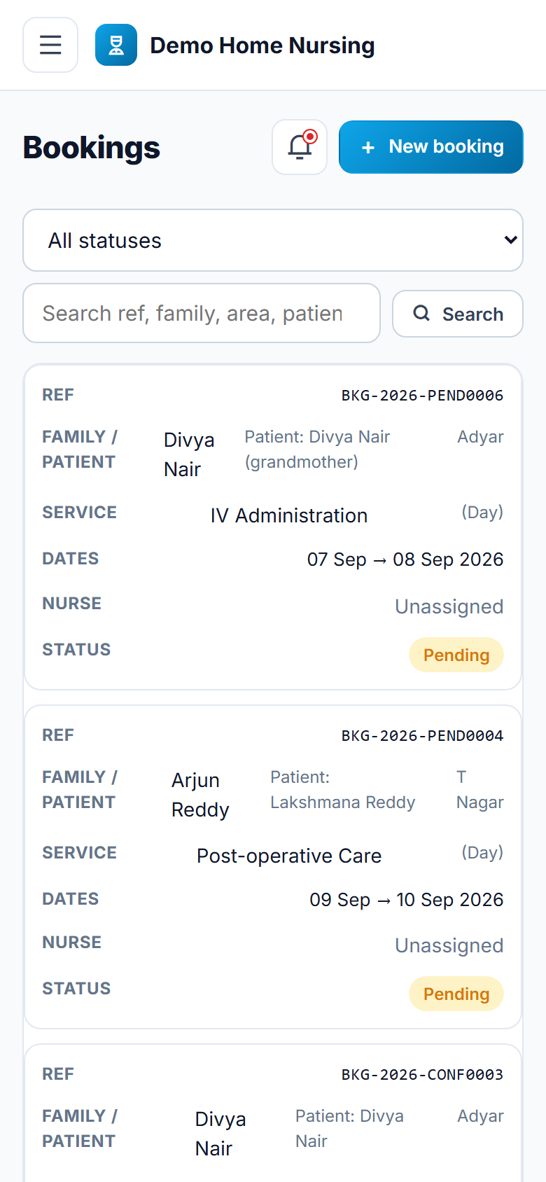 Home Nursing Service Booking screenshot