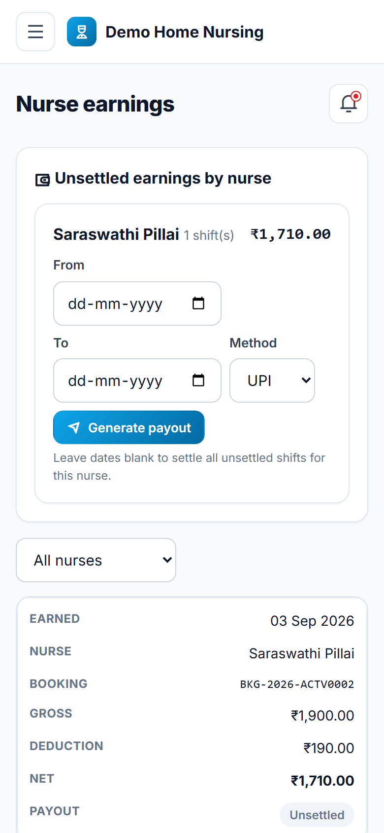 Home Nursing Service Booking screenshot